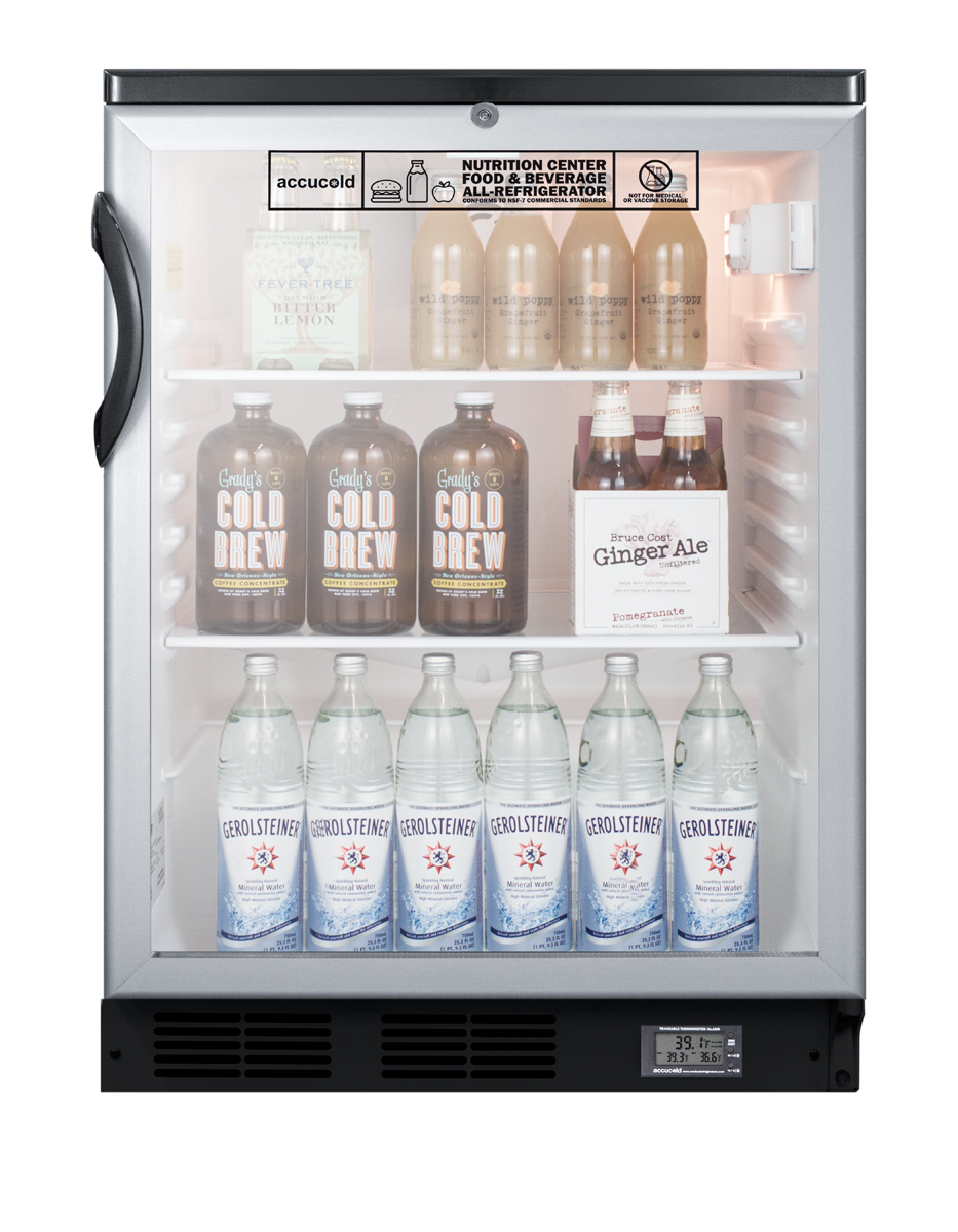Commercially listed 5.5 cu.ft. counter height beverage center in a 24